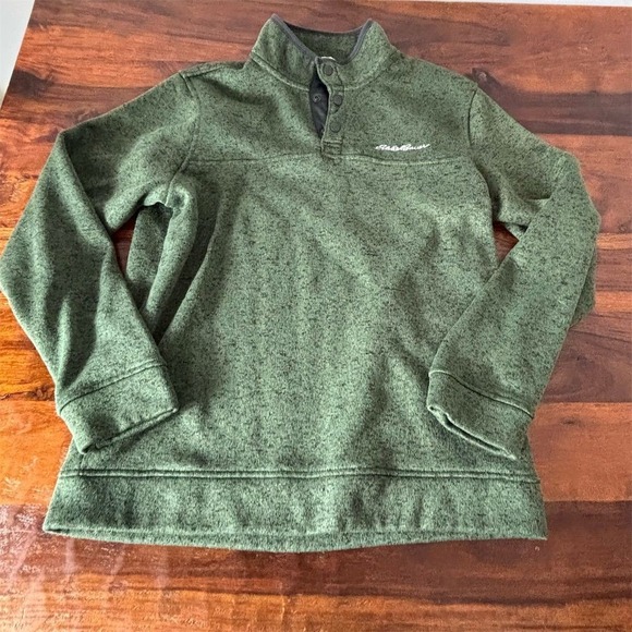 Eddie Bauer Men's Green Fleece 1/4 Snap Pullover Sweater Size M - Picture 1 of 7